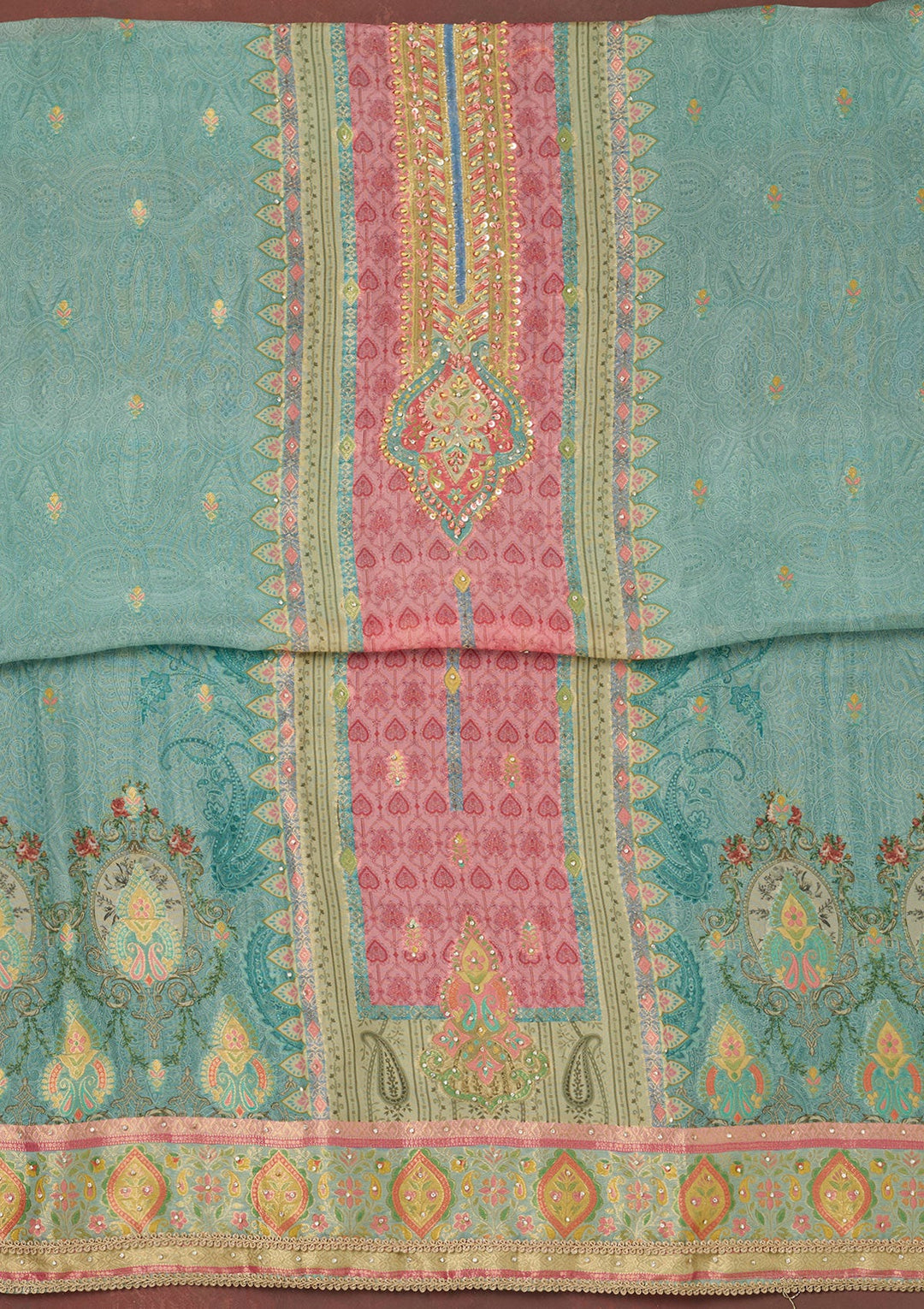 Beige Zariwork (Gold) Organza Saree-koskii