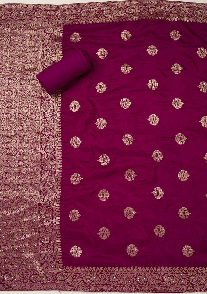 Wine Zariwork Dola Silk Unstitched Salwar Suit-koskii