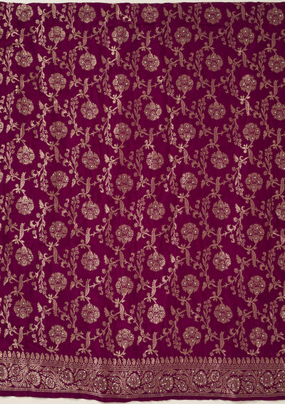 Wine Zariwork Dola Silk Unstitched Salwar Suit-koskii