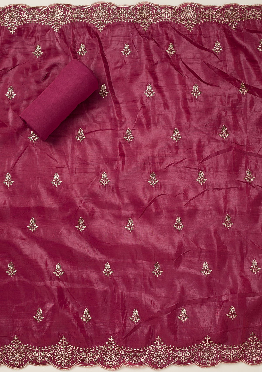 Wine Threadwork Tissue Unstitched Salwar Suit-koskii