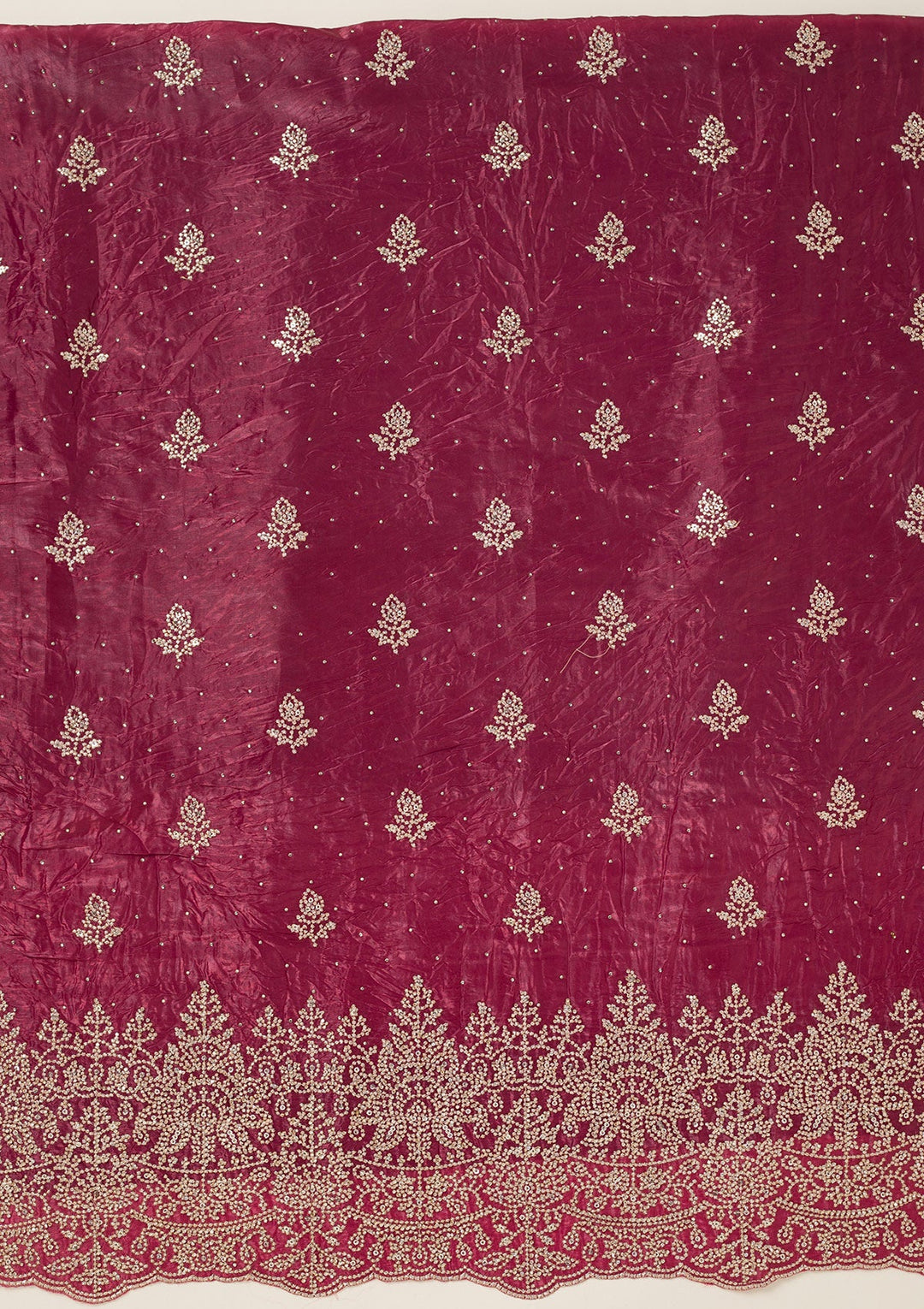 Wine Threadwork Tissue Unstitched Salwar Suit-koskii