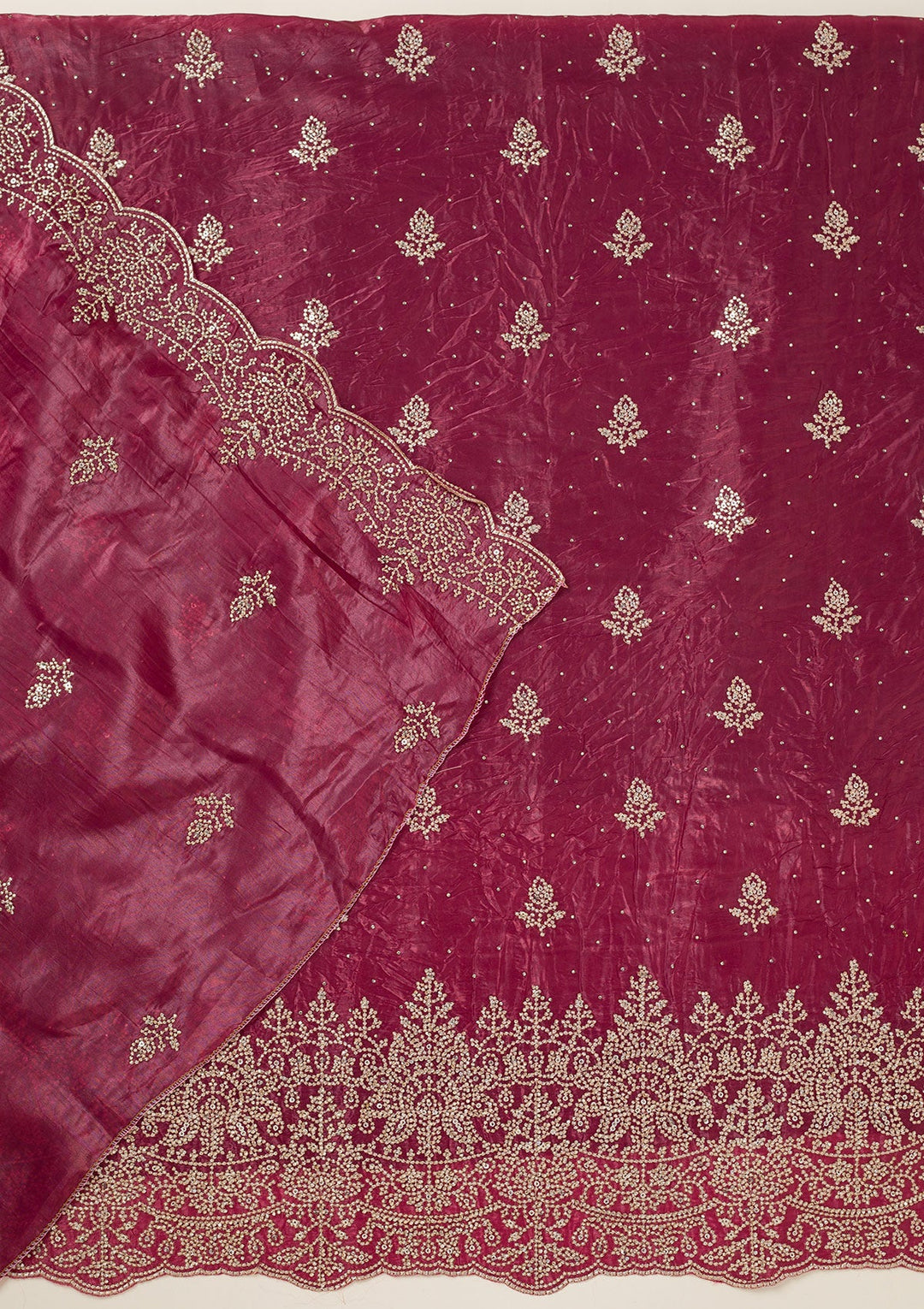 Wine Threadwork Tissue Unstitched Salwar Suit-koskii