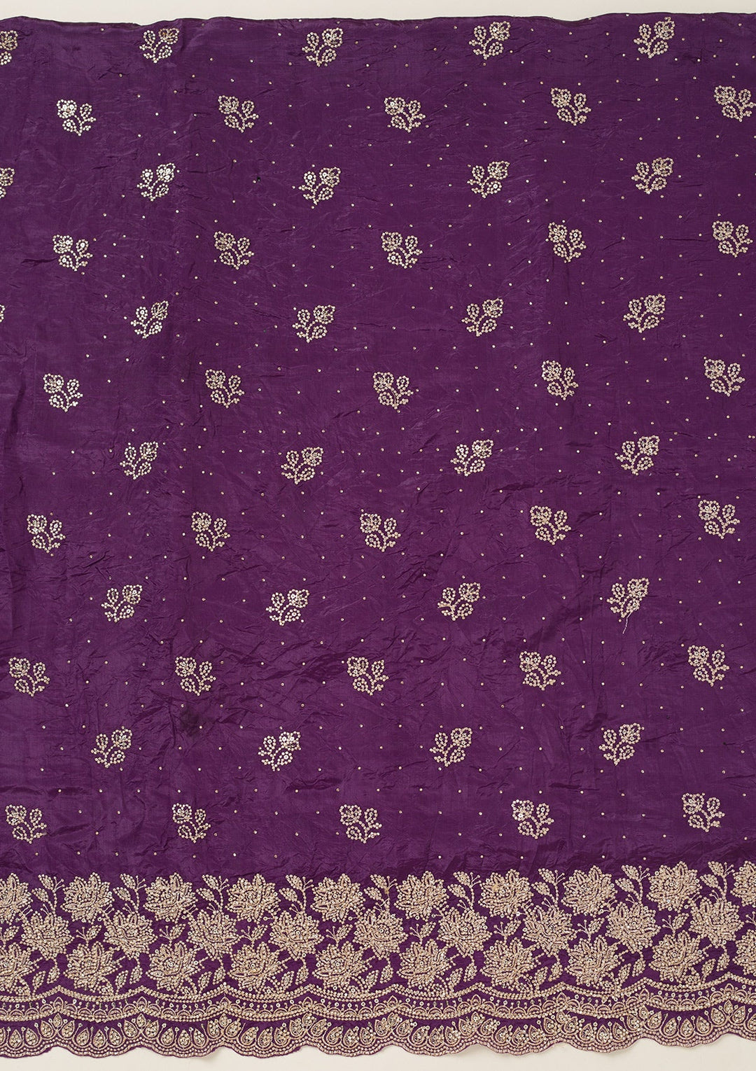 Purple Threadwork Tissue Unstitched Salwar Suit-koskii