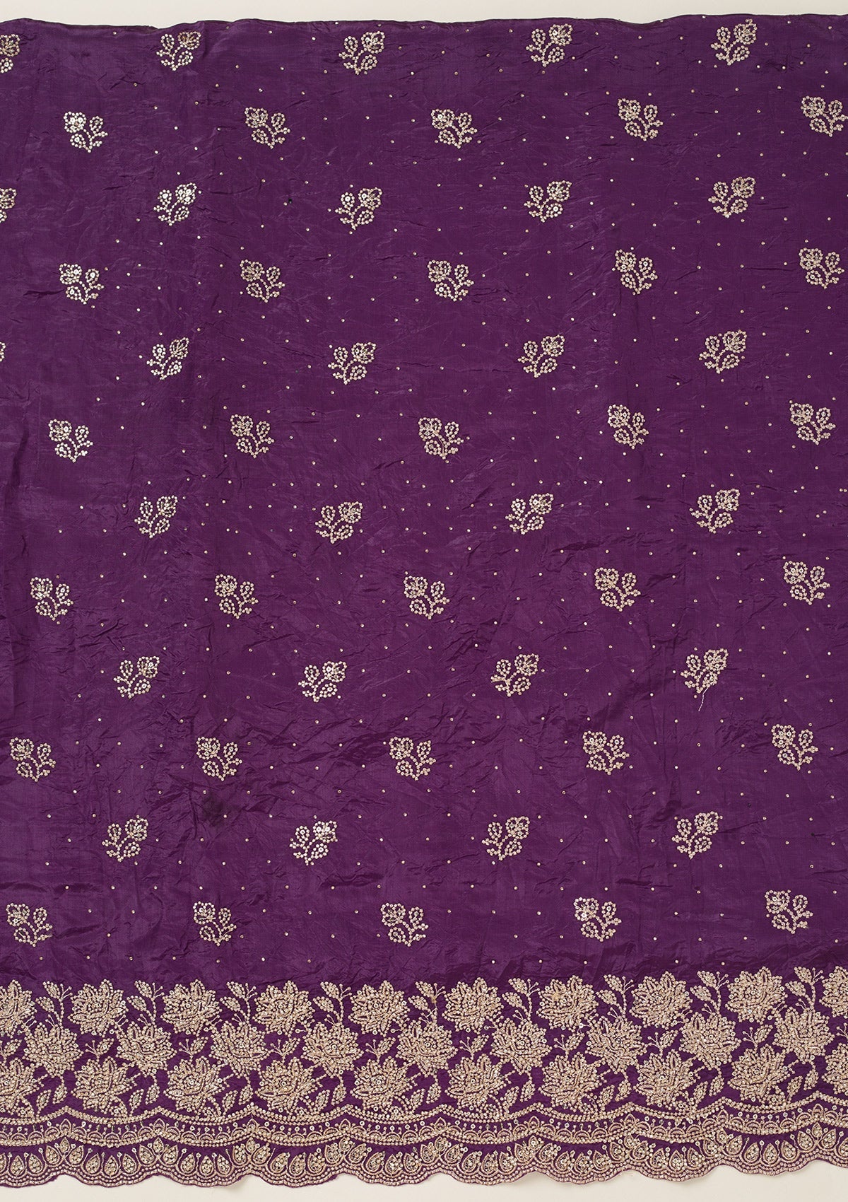 Purple Threadwork Tissue Unstitched Salwar Suit-koskii