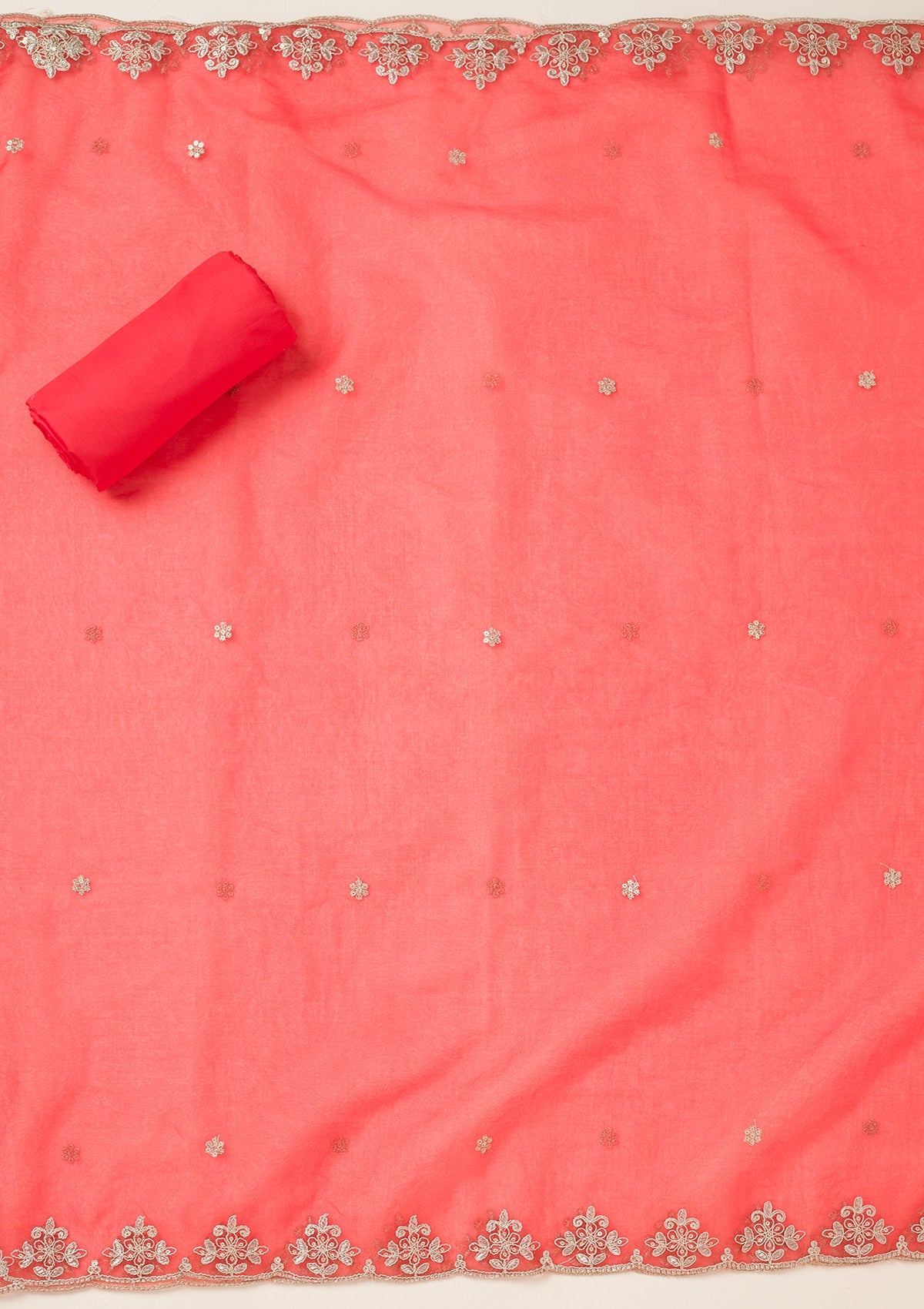 Pink Zariwork Organza Unstitched Salwar Suit-koskii