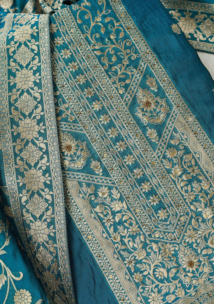 Lavender Stonework (Gold) Tissue Saree-koskii