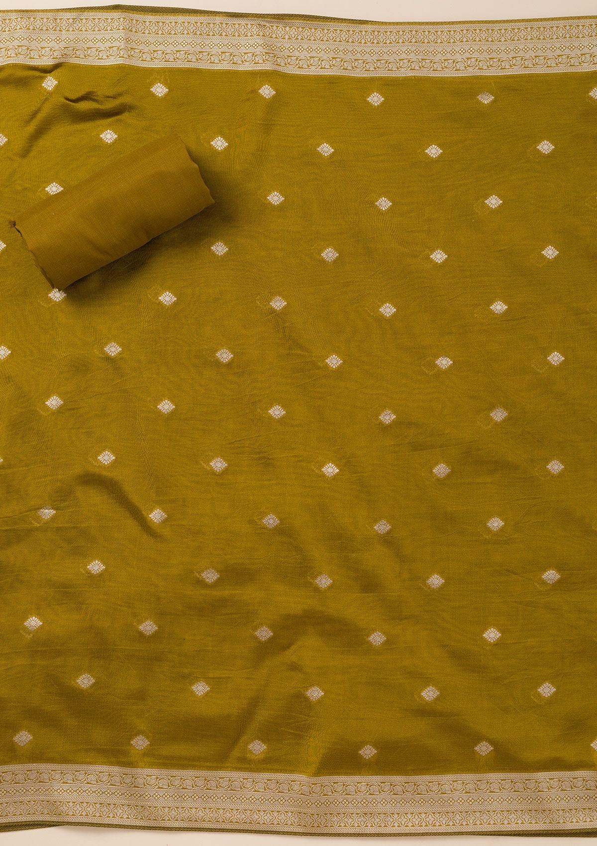 Green Zariwork Opada Silk Unstitched Salwar Suit- koskii