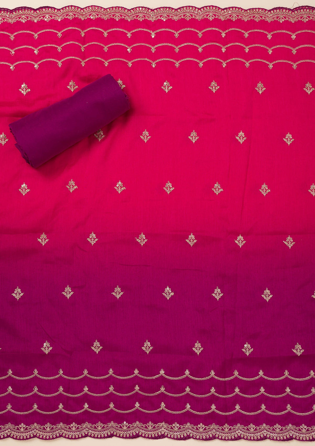 Wine Cording Soft Raw Silk Unstitched Salwar Suit- koskii