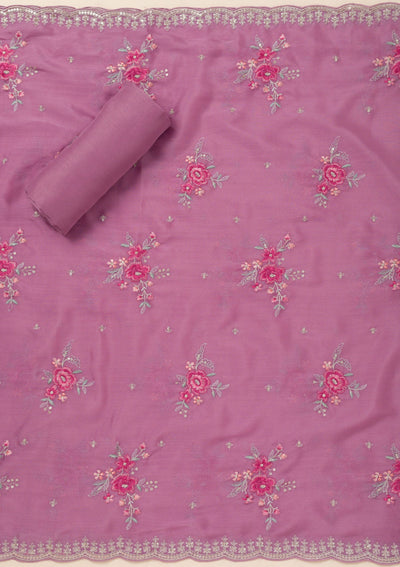 Lavender Cording Soft Raw Silk Unstitched Salwar Suit- koskii