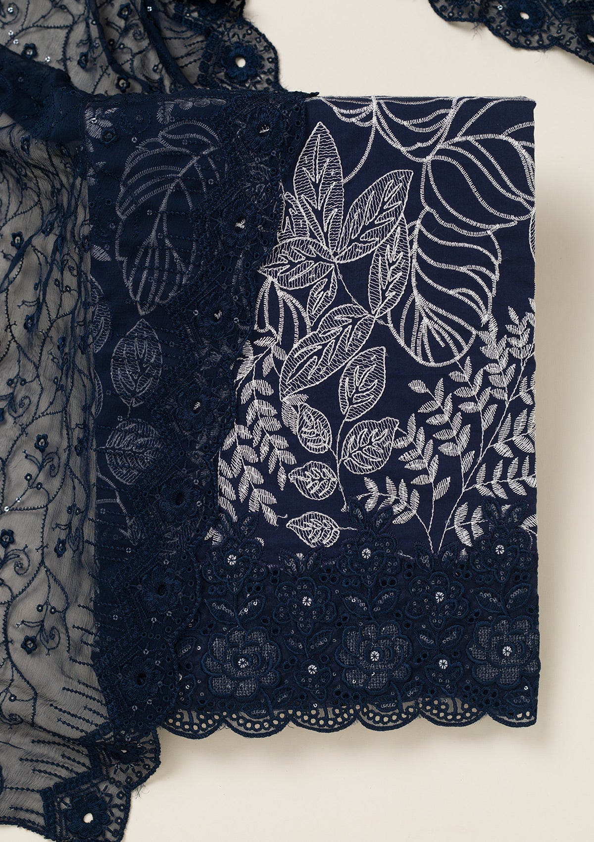 Peacock Blue Threadwork Cotton Unstitched Salwar Suit-koskii