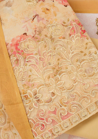 Beige Cording Chinon Readymade salwar suit-koskii