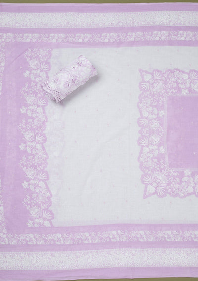 Purple Threadwork Cotton Unstitched Salwar Suit-koskii