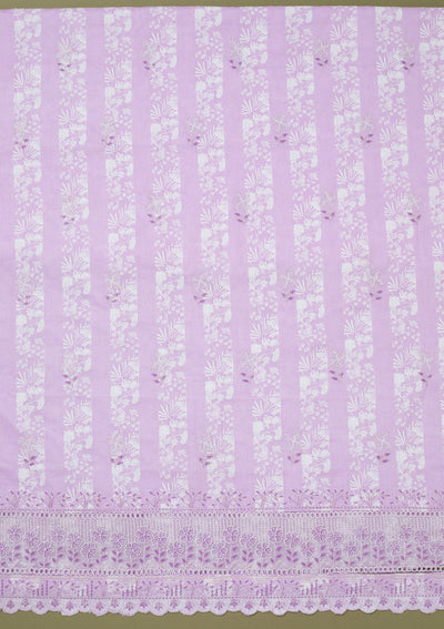 Purple Threadwork Cotton Unstitched Salwar Suit-koskii