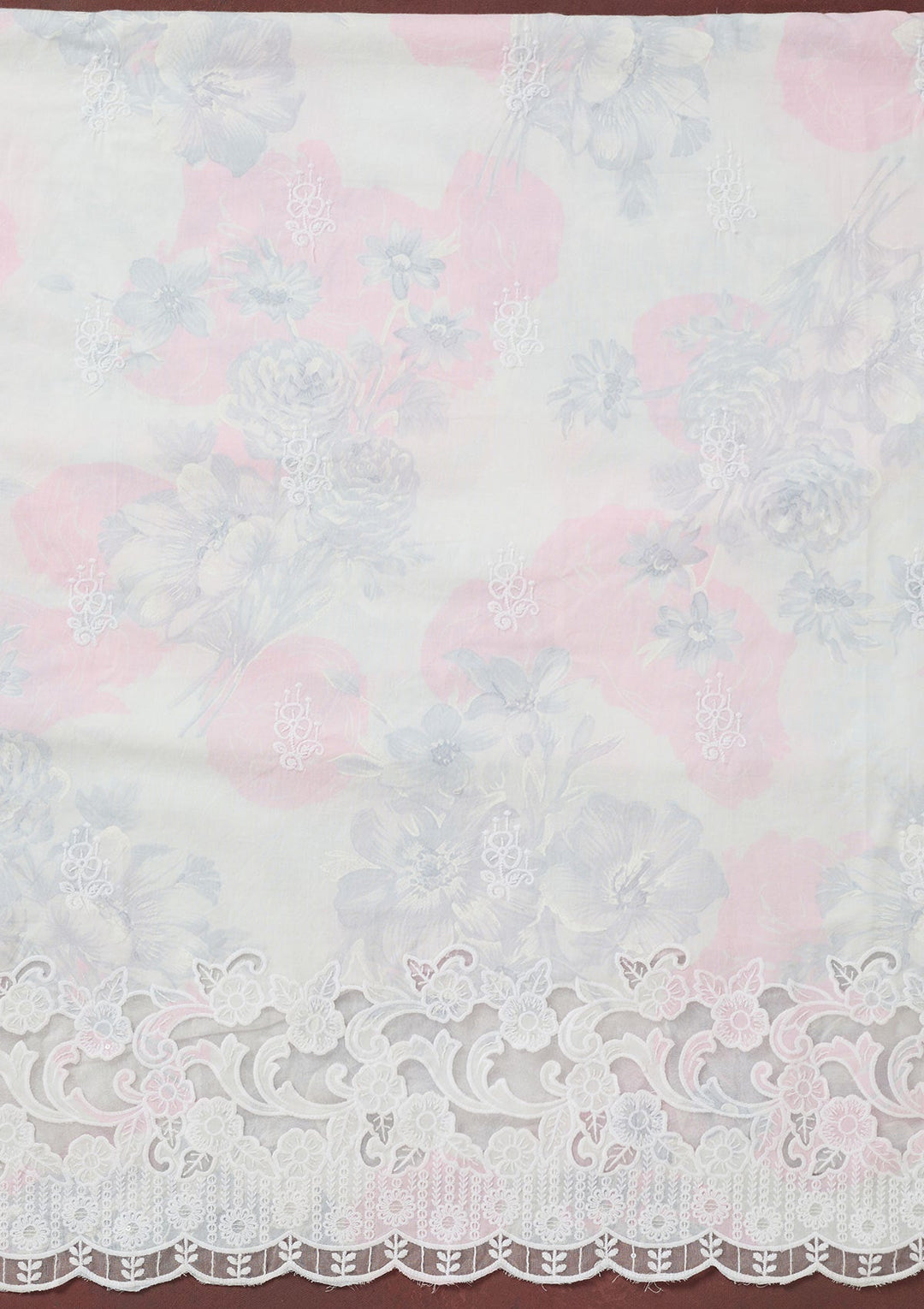 Baby Pink Threadwork Cotton Unstitched Salwar Suit-koskii