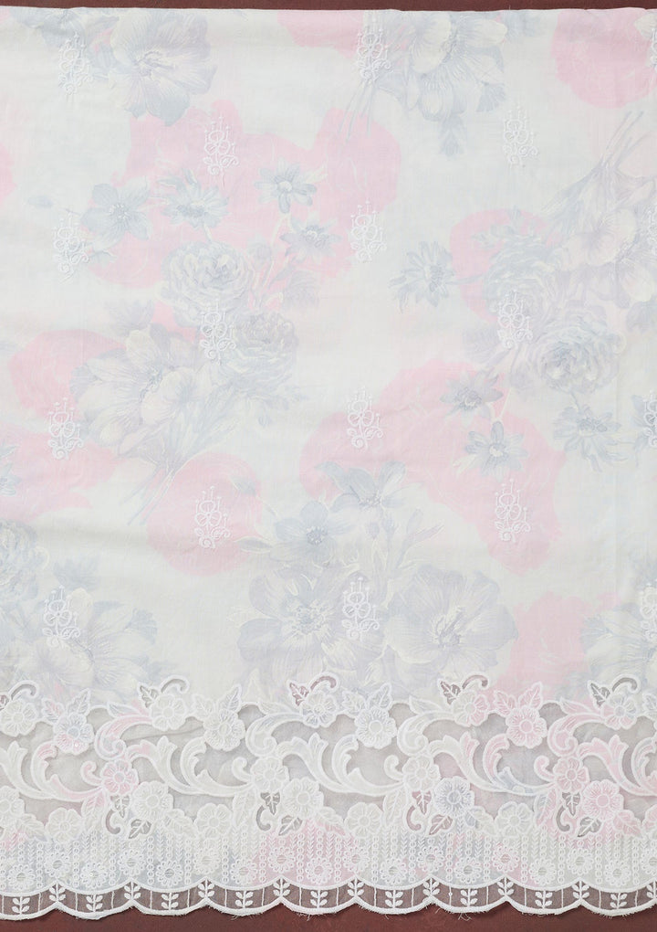 Baby Pink Threadwork Cotton Unstitched Salwar Suit-koskii