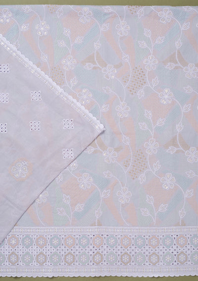 Lavender Threadwork Cotton Unstitched Salwar Suit-koskii