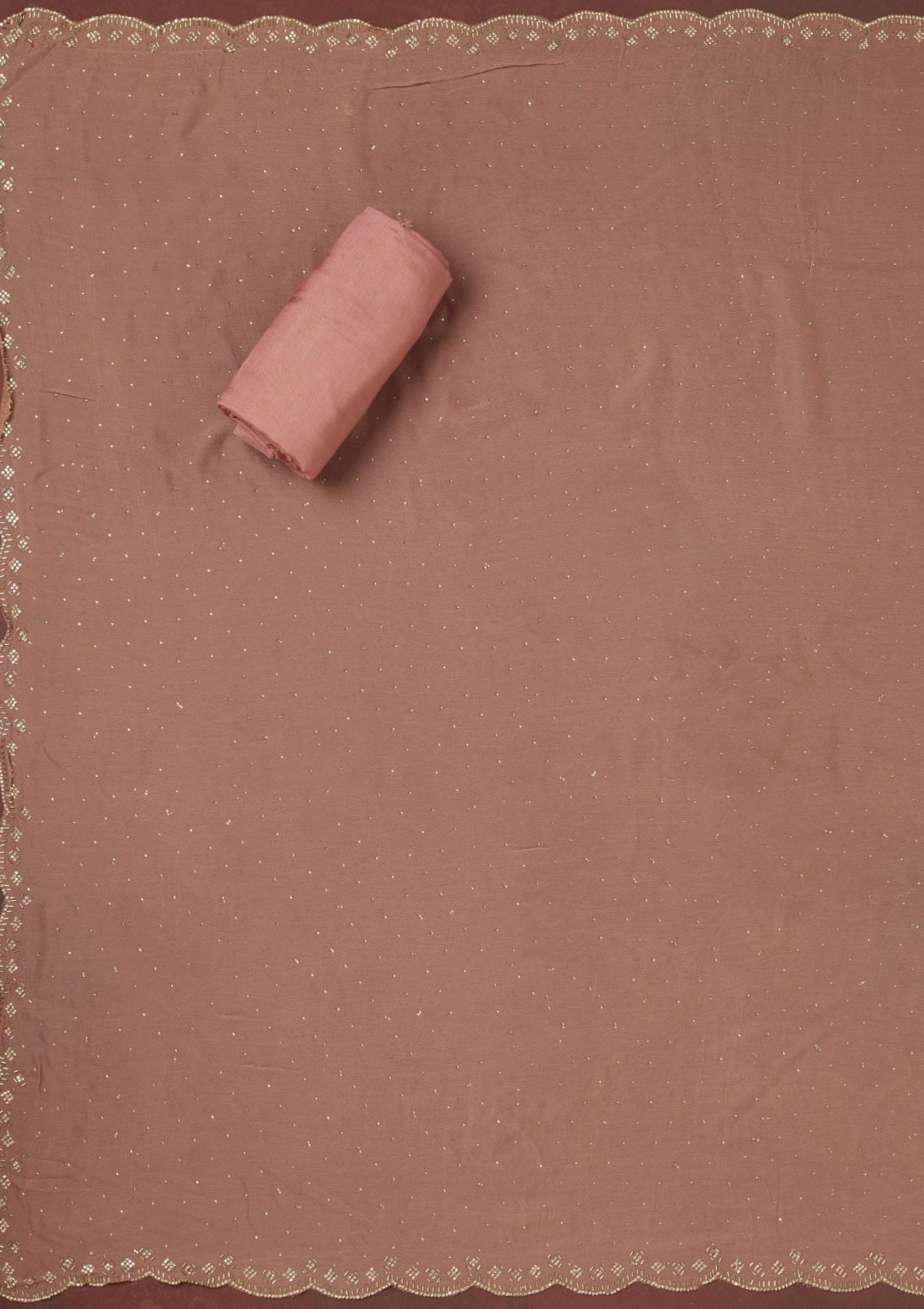 Pink Stonework (Gold) Tissue Saree-koskii