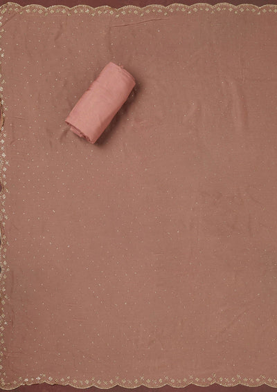 Pink Stonework Crepe Unstitched Salwar Suit-Koskii