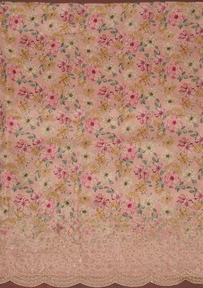 Pink Stonework Crepe Unstitched Salwar Suit-Koskii
