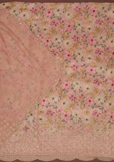 Pink Stonework (Gold) Tissue Saree-koskii