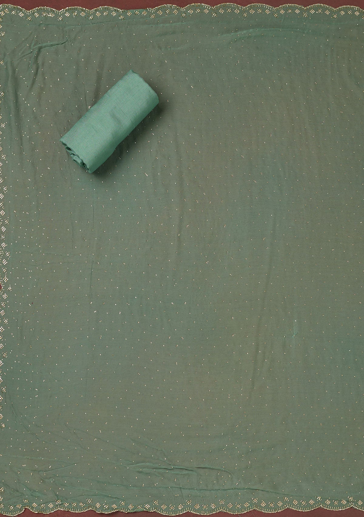 Sea Green Stonework Crepe Unstitched Salwar Suit-Koskii