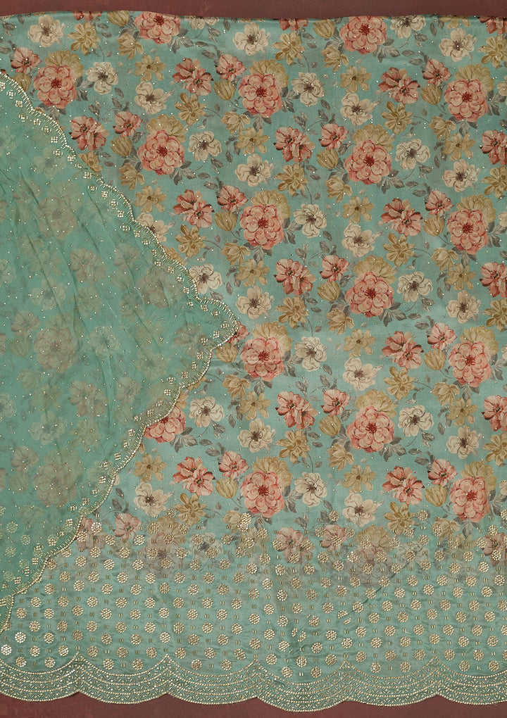 Lavender Stonework Soft Raw Silk Saree-koskii