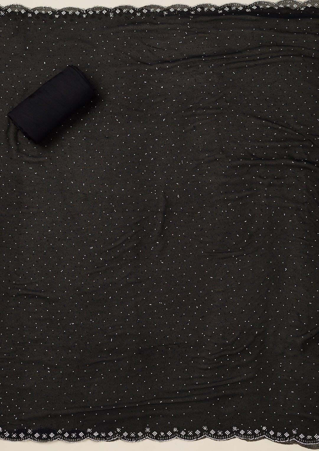 Black Stonework Chiffon Saree-koskii