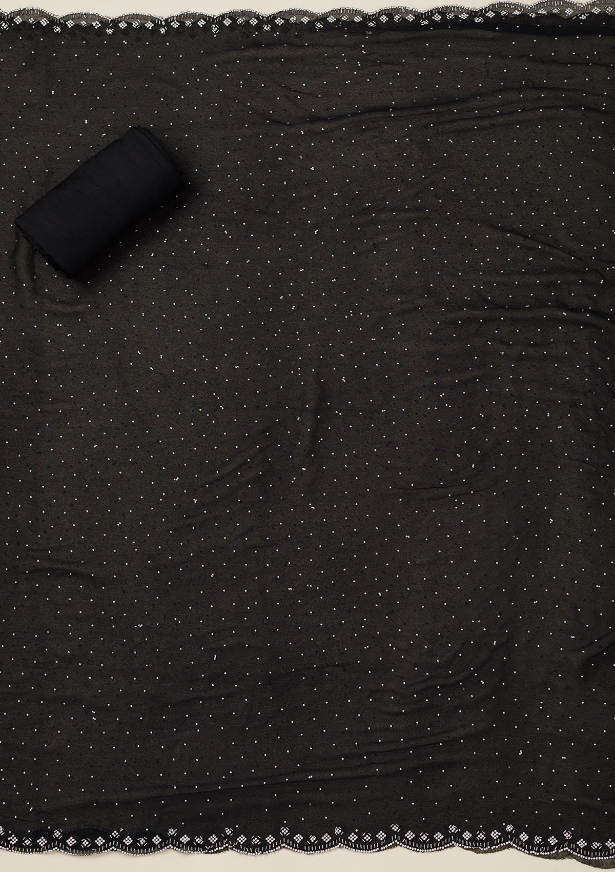 Black Stonework Chiffon Saree-koskii