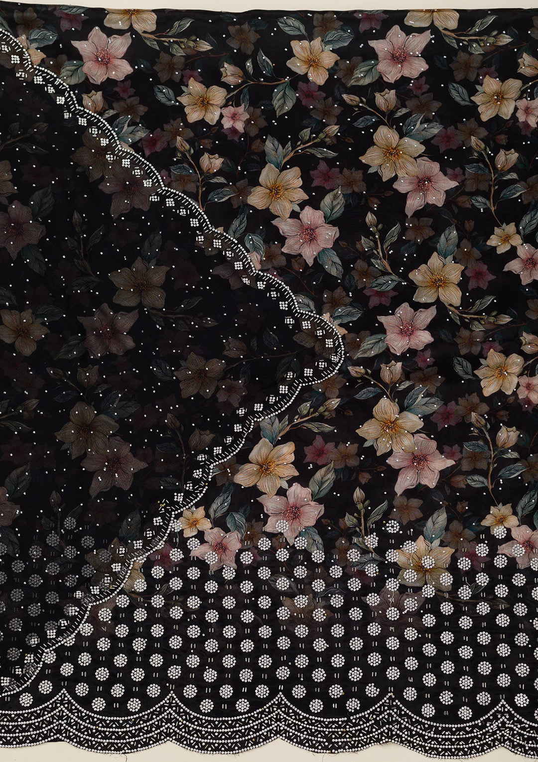 Black Stonework Chiffon Saree-koskii