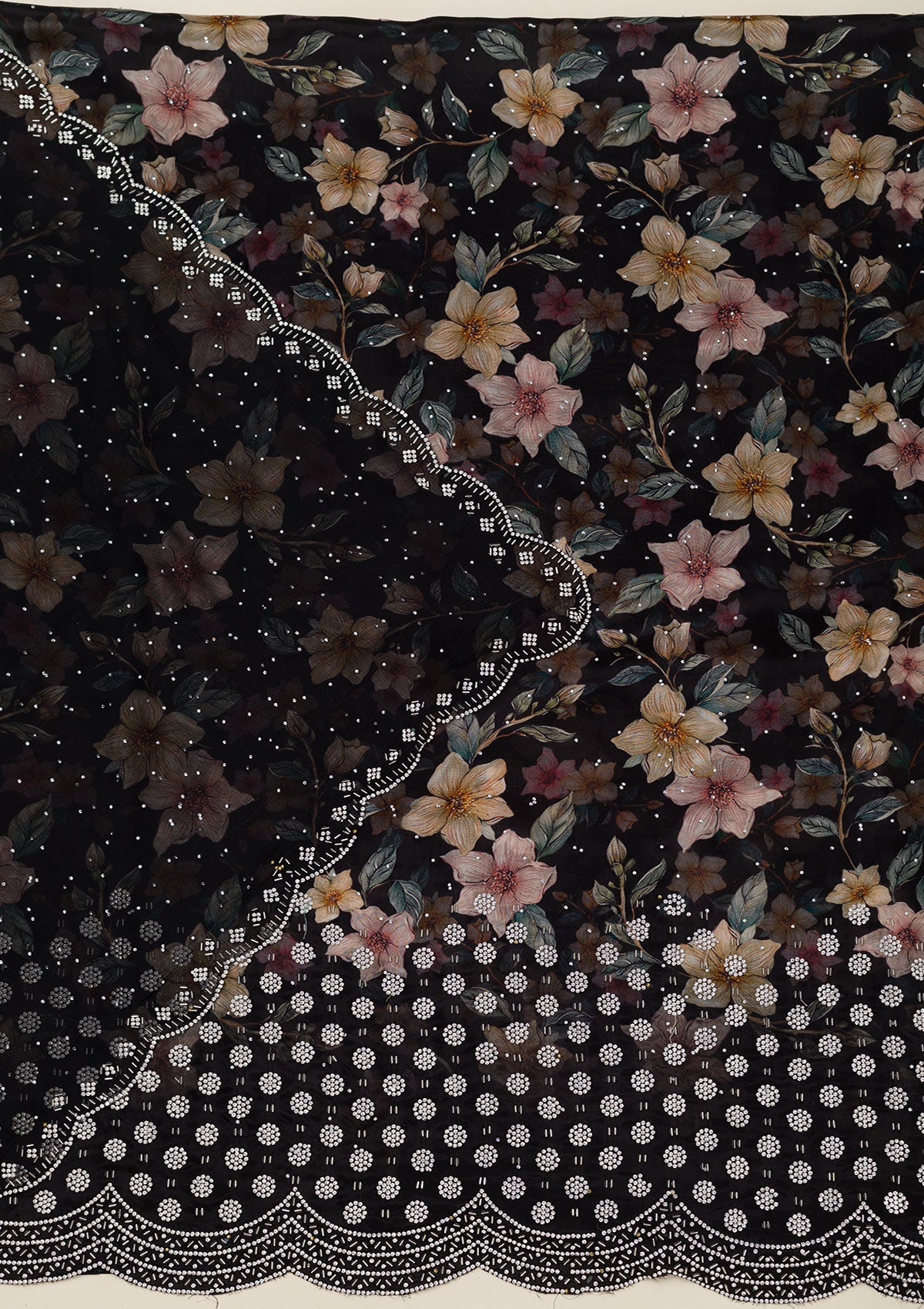 Black Stonework Chiffon Saree-koskii