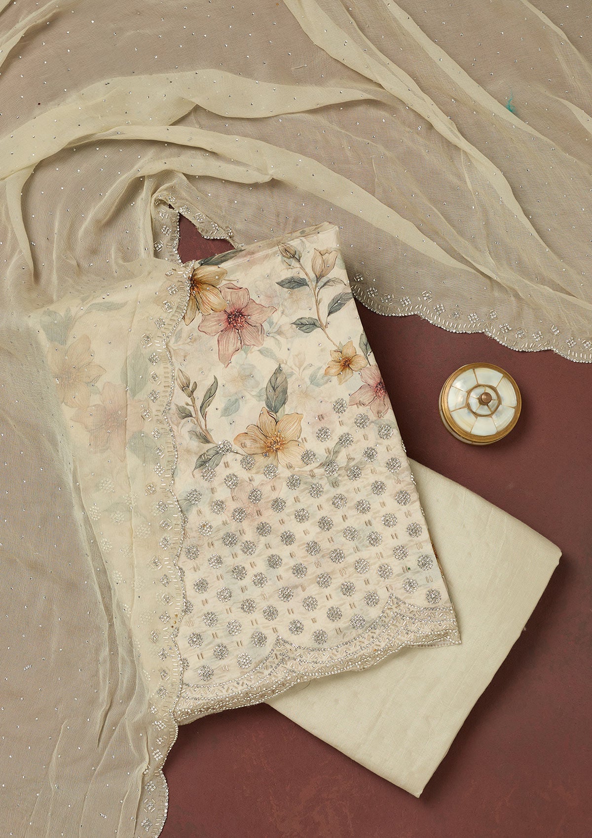 Pink Stonework (Gold) Tissue Saree-koskii