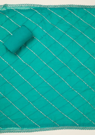 Rama Green Zariwork Dola Silk Unstitched Salwar Suit-koskii