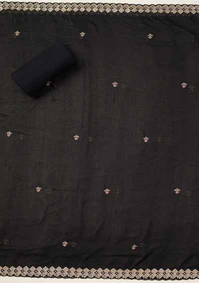 Black Zariwork Organza Unstitched Salwar Suit-koskii