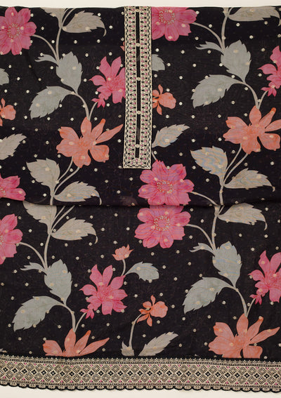 Black Zariwork Organza Unstitched Salwar Suit-koskii