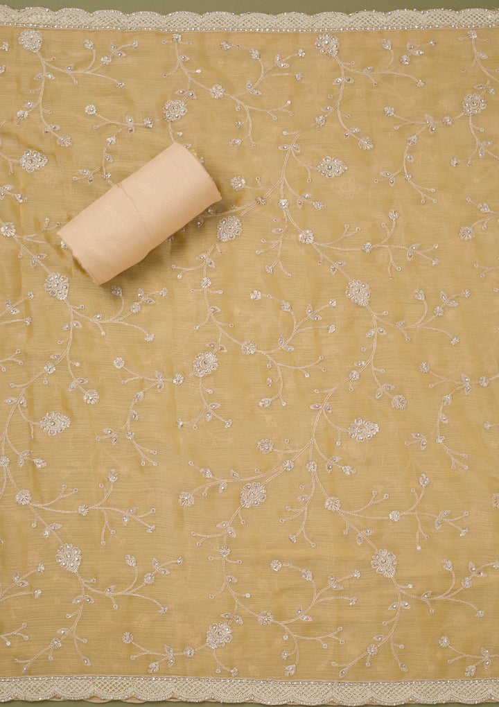 Yellow Cording Chinon Unstitched Salwar Suit-koskii