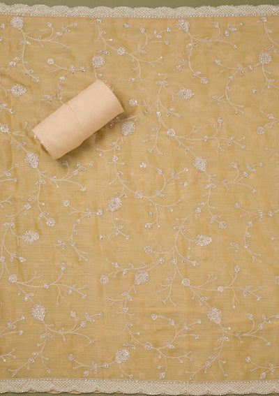 Yellow Cording Chinon Unstitched Salwar Suit-koskii