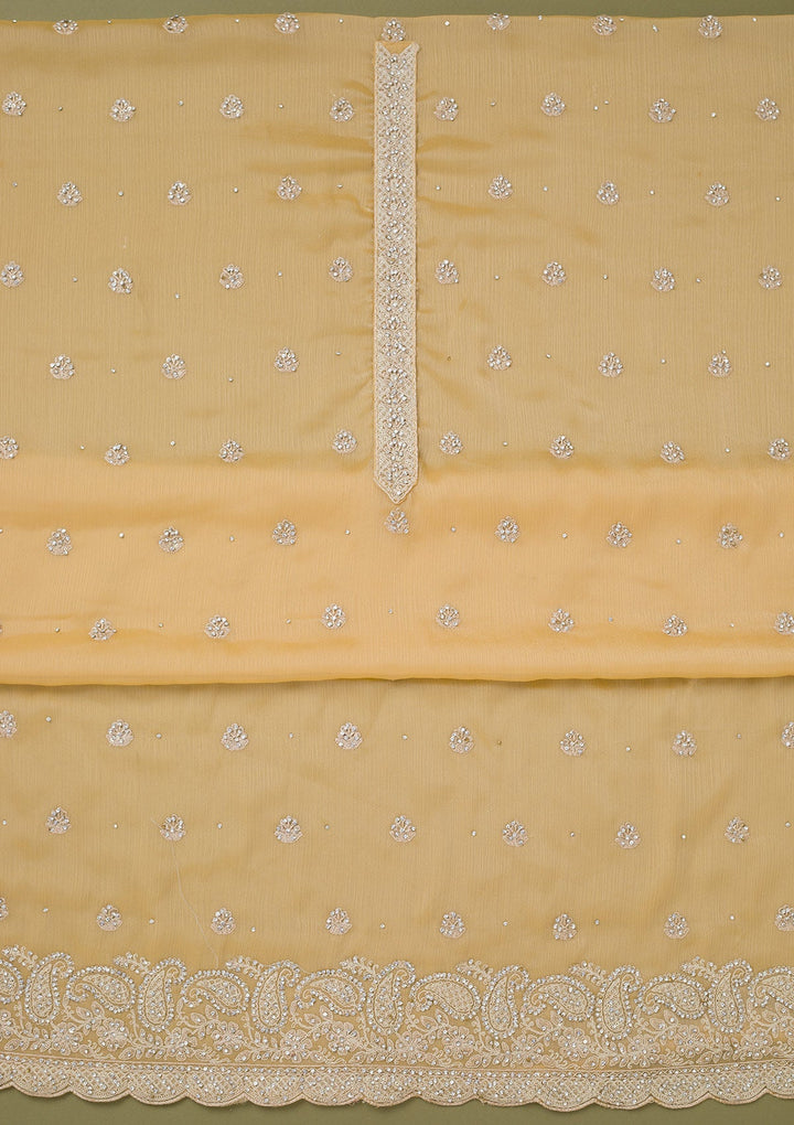 Yellow Cording Chinon Unstitched Salwar Suit-koskii