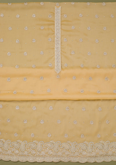 Yellow Cording Chinon Unstitched Salwar Suit-koskii