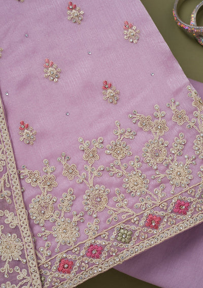 Lavender Cording Chinon Unstitched Salwar Suit-koskii