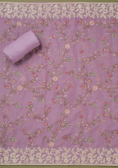 Lavender Cording Chinon Unstitched Salwar Suit-koskii