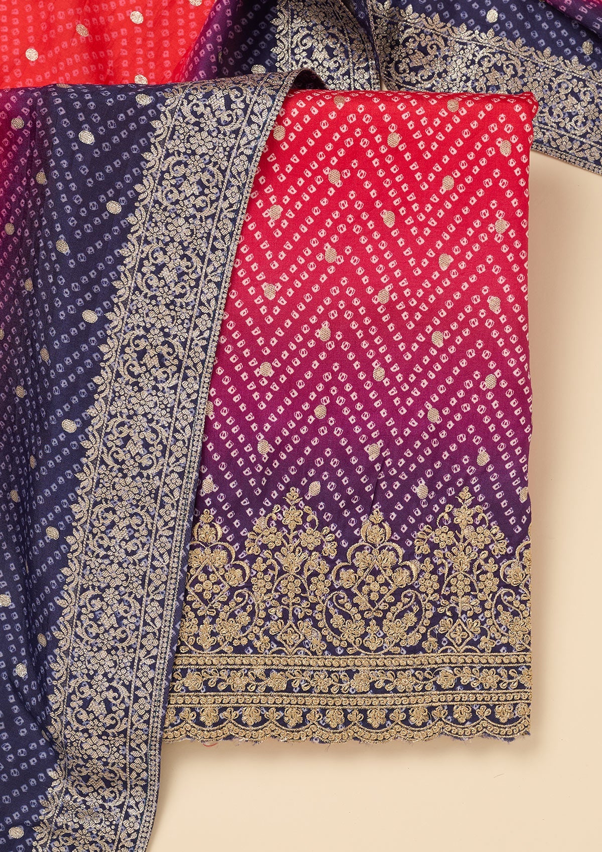Rani Pink Zariwork Dola Silk Unstitched Salwar Suit-koskii