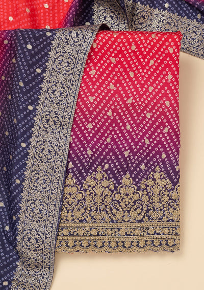 Rani Pink Zariwork Dola Silk Unstitched Salwar Suit-koskii