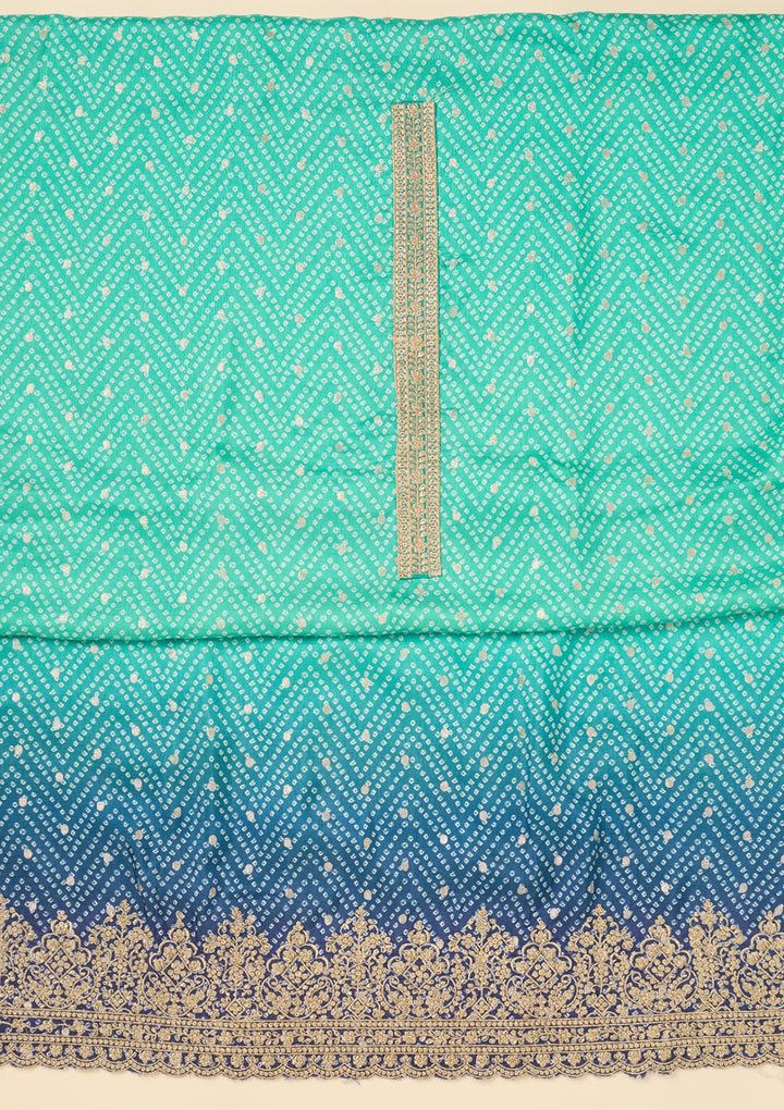 Sky Blue Zariwork Dola Silk Unstitched Salwar Suit-koskii
