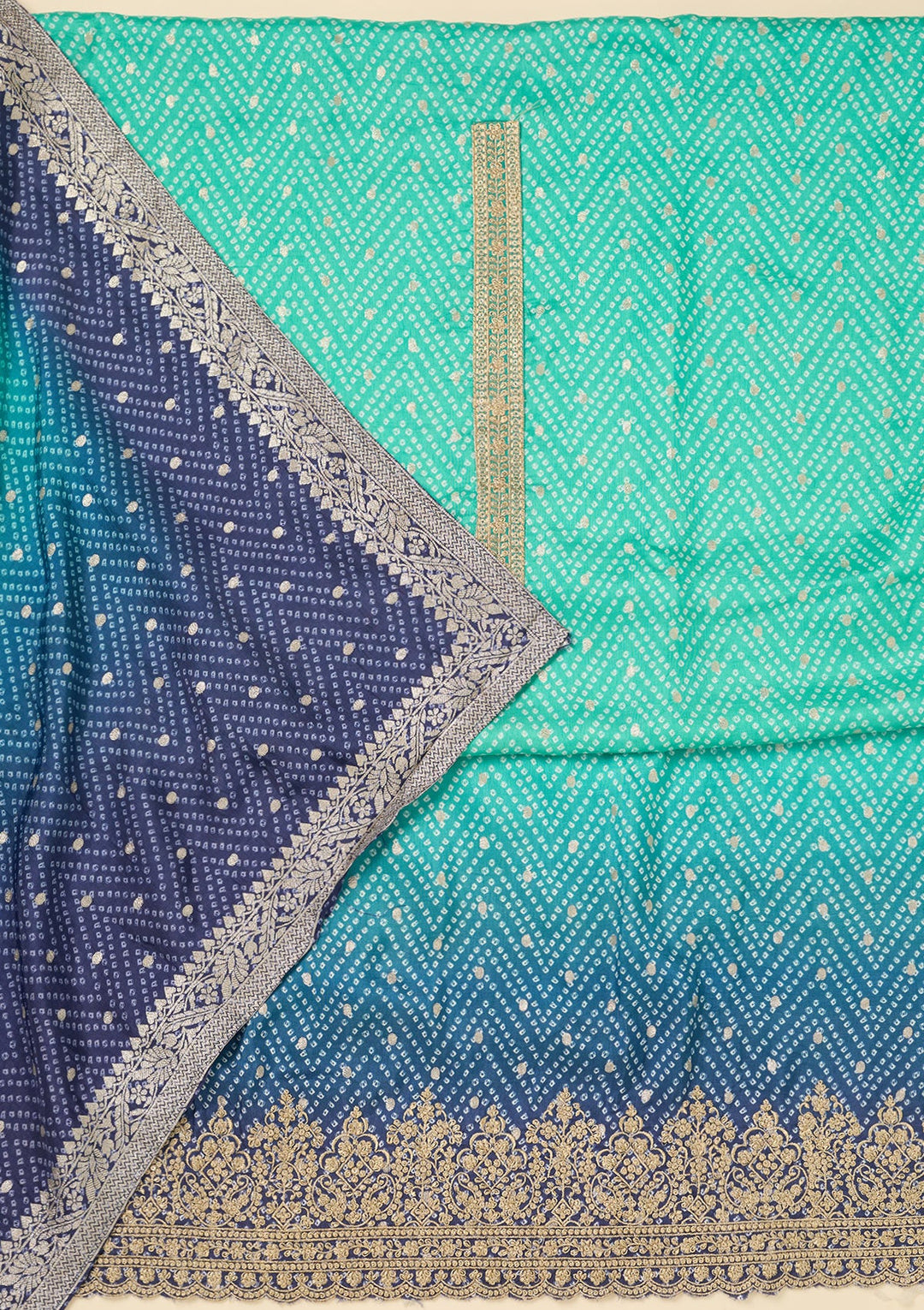 Sky Blue Zariwork Dola Silk Unstitched Salwar Suit-koskii