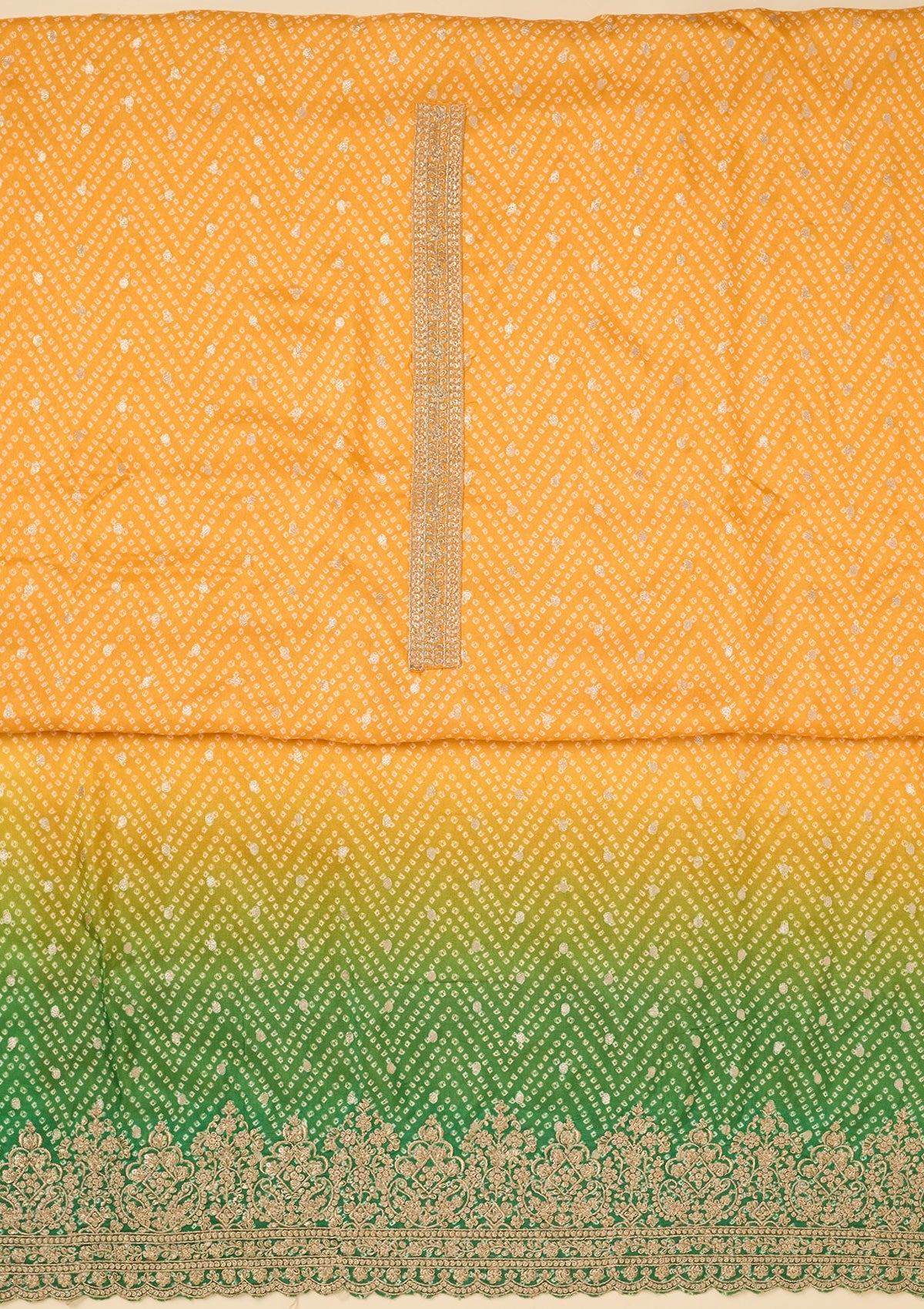 Yellow Zariwork Dola Silk Unstitched Salwar Suit-koskii