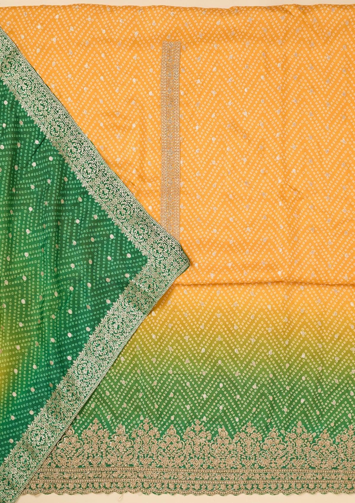 Yellow Zariwork Dola Silk Unstitched Salwar Suit-koskii