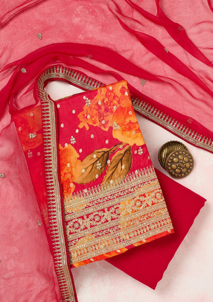 Mustard Yellow Zariwork (Gold) Chinon Readymade salwar suit-koskii