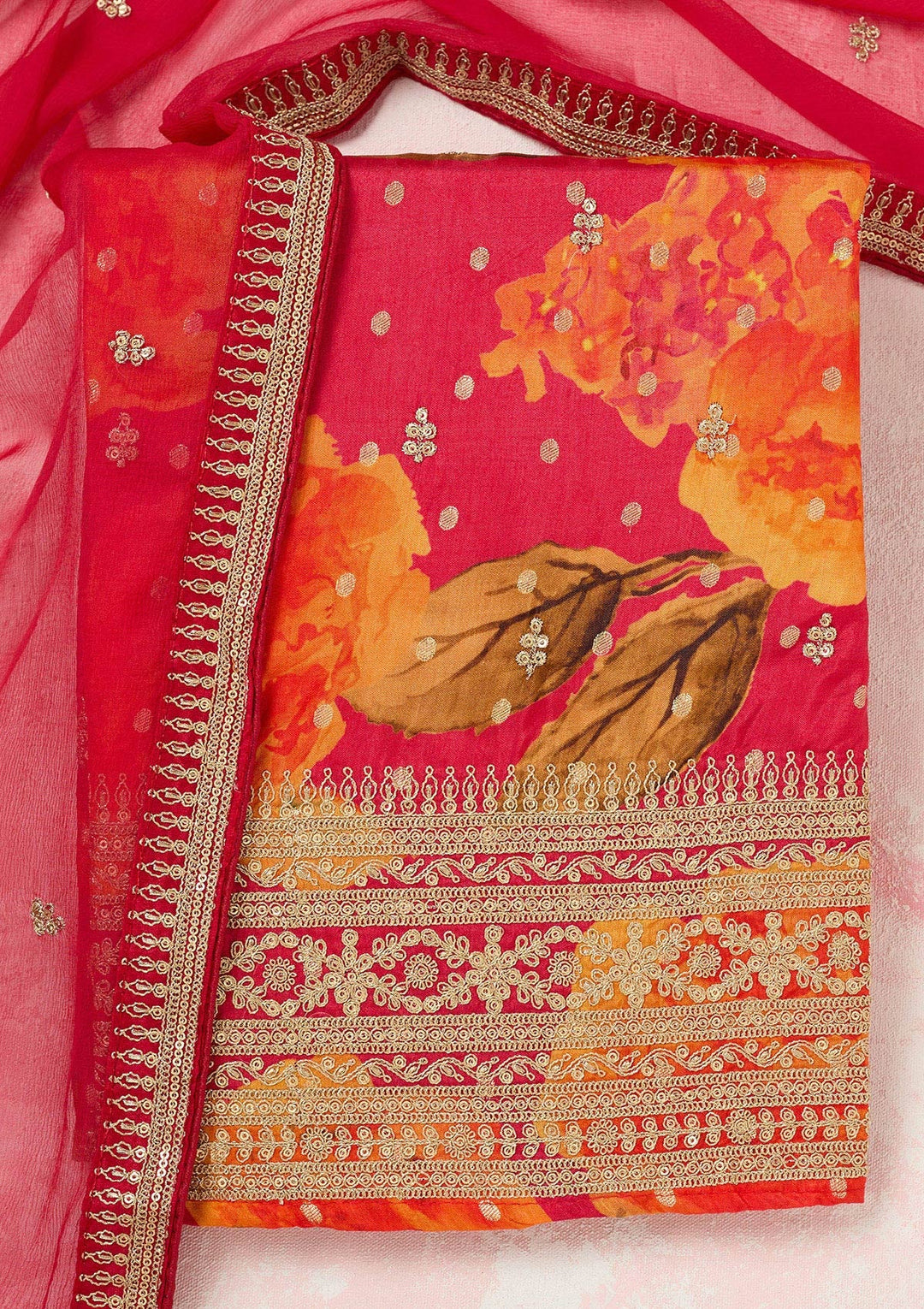 Off White Cording Dola Silk Readymade salwar suit-koskii