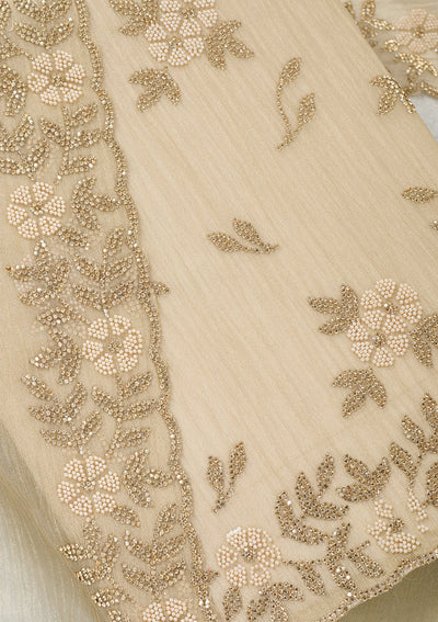 Beige Stonework Tissue Unstitched Salwar Suit-Koskii
