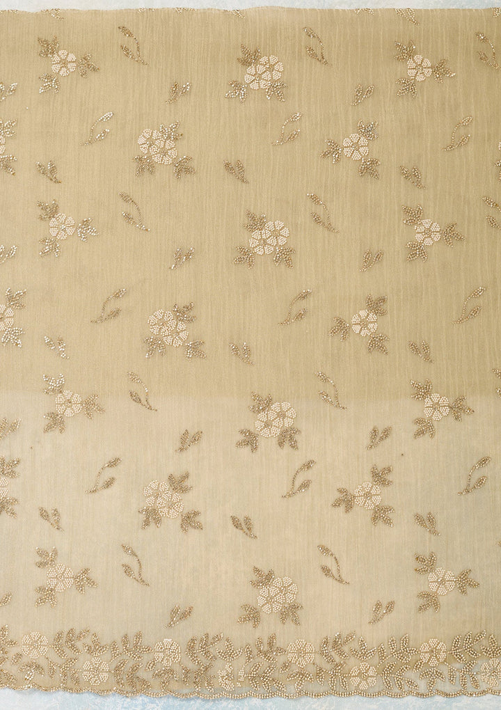 Beige Stonework Tissue Unstitched Salwar Suit-Koskii